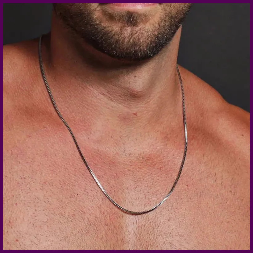 1/2/3MM Thin Chain Necklace for Men,Stainless Steel Square Box Chain Link
