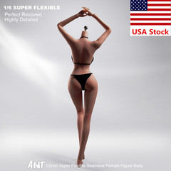 1/6 Female Black Skin Medium Breast Flexible Seamless Body 12”Action Figure