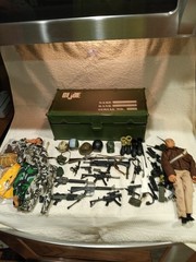 GI Joe Ammo Box (1990’s) Lot With Clothes And Accessories Weapons Figures
