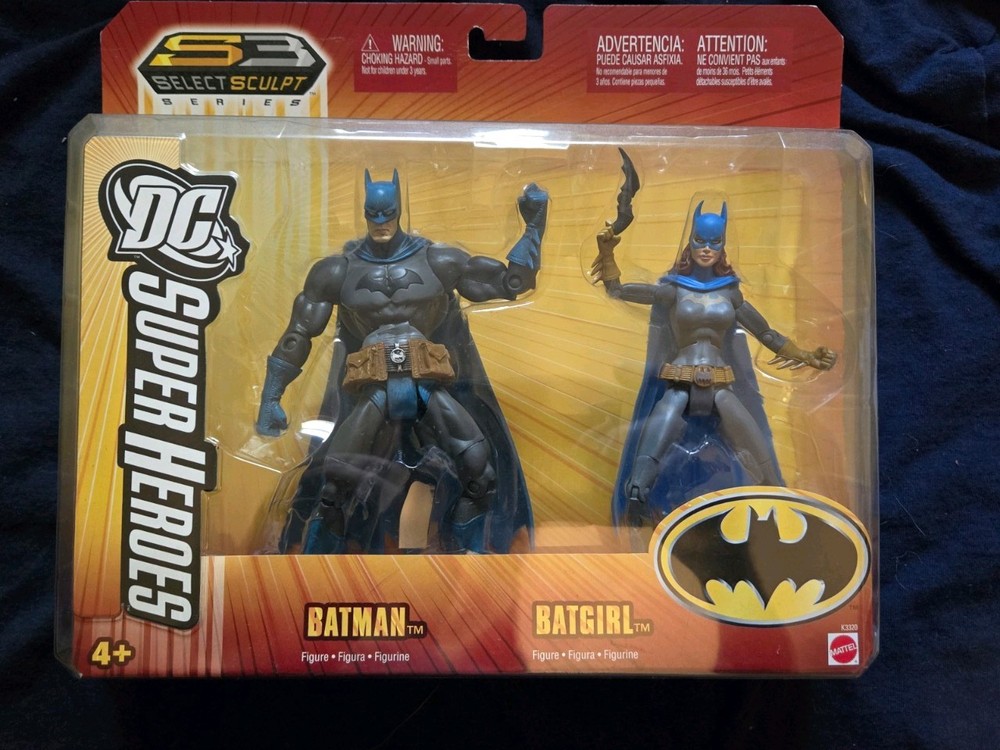 DC Super Heroes S3 Select Sculpt Batman & Batgirl 2-Pack Mattel 2006 New Sealed