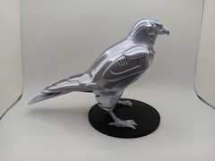 Retro Silverhawks Tally Hawk statue figure 7″ 3D printed metallic silver plastic