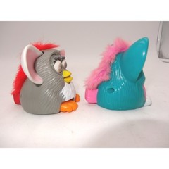 Vintage McDonalds Furby Tiger Electronics 1998 Happy Meal Toys Grey Teal Set 2