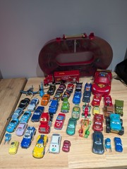 Disney Pixar Cars Die-Cast Model Lot of 34 + 11 Plastic + Carrying Case Mattel