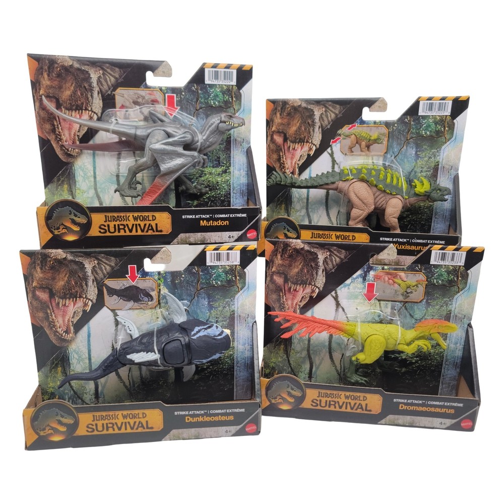 Jurassic World Strike Attack Dunkleosteus Dromaeosaurus Mutadon Yuxisaurus Set