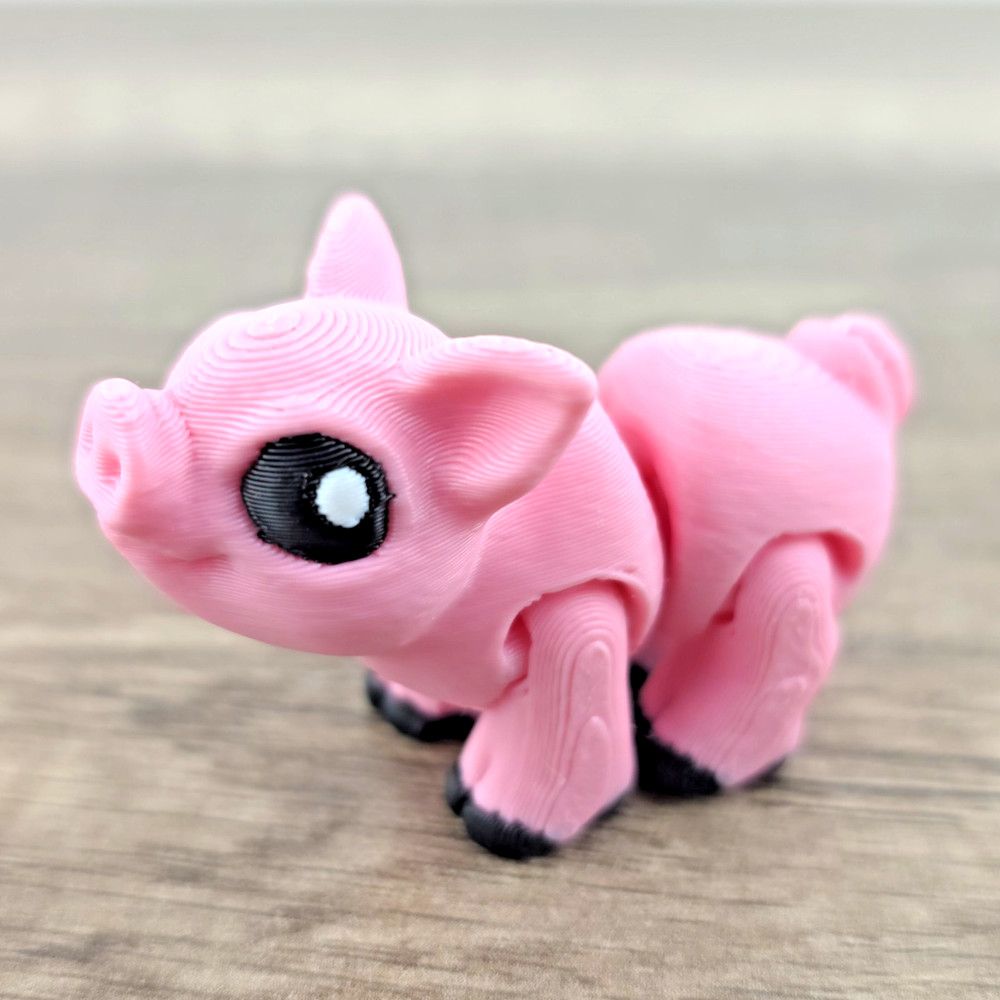 Pig Hatchling 3D Printed Articulated Flexi Fidget Desk Pet Toy 1.75″