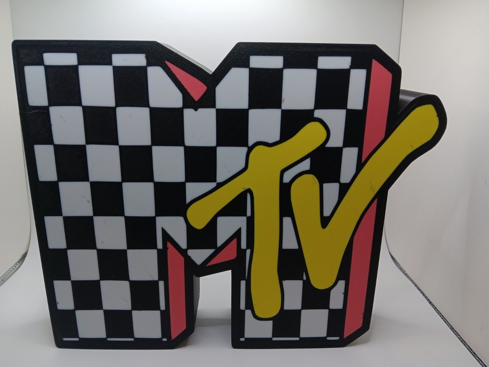 Retro 1980s style MTV Music TV Mtv Checkered Lightbox sign retro logo light box