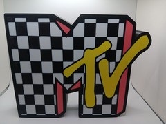Retro 1980s style MTV Music TV Mtv Checkered Lightbox sign retro logo light box