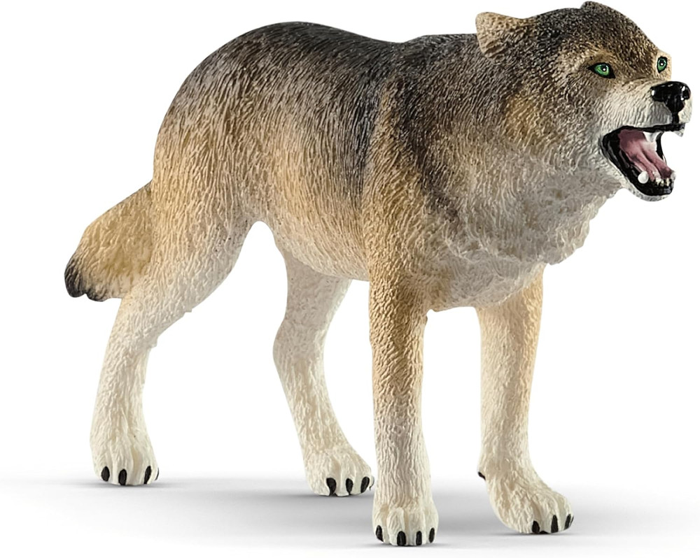 Wild Life Realistic Prowling Gray Wolf Figurine – Durable North American Forest