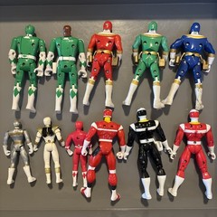 Vintage Lot of 1990s Power Rangers Action Figures – Red Green Blue Black White