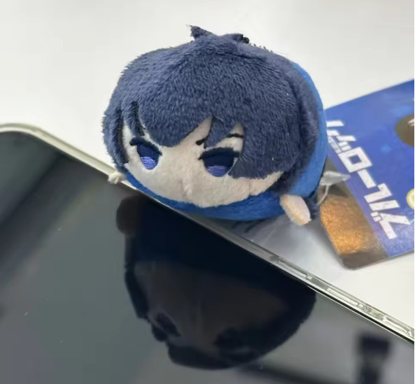 Blue Hair Plush Pendant Soft Round Cartoon Doll Keychain