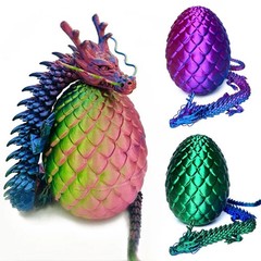 3D Printed Articulated Dragon with Egg Movable Joint Figure Desktop Toy