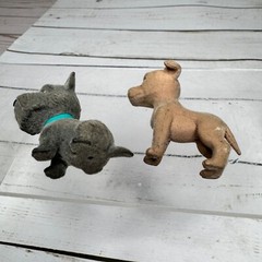 Vintage Puppy In My Pocket Flocked Dog Figures 1990s – Grey & Tan Lot Mattel