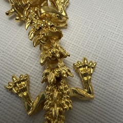Chinese Gold Tone Articulated Dragon Figurine 3D Zodiac Tabletop Feng Shui Decor