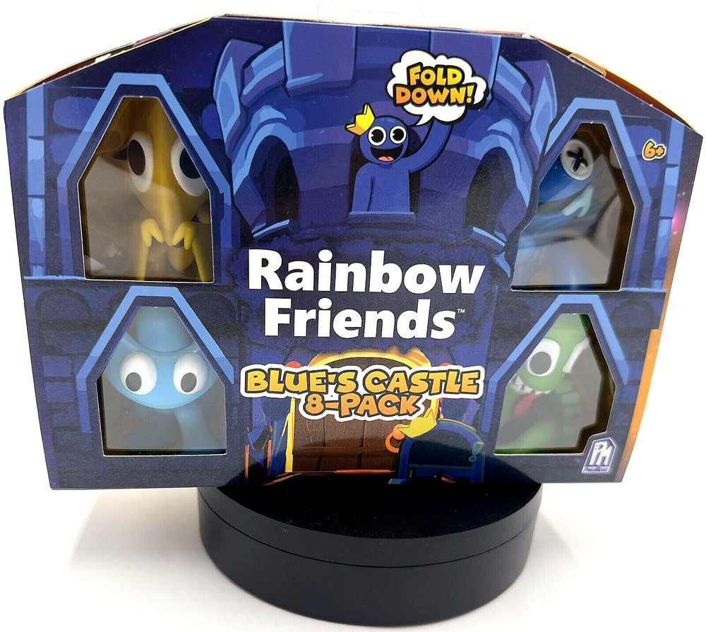 Rainbow Friends Blues Castle 8 Pack Blue Green Cyan Yellow + 4 Mystery Figures