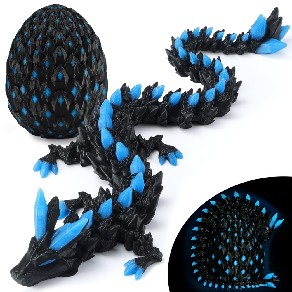 3D Printed Dragon Egg Toy with Glow in The Dark, Articulated Easter 3D Printe…