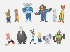 12 pcs set Zootopia Animals Action Figure 4-8 cm Kids Toys Gift Collection Cake
