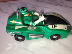 Vintage 1997 Bandai Turbo Power Rangers Racer Cart Car & Action Figure GREEN