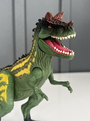 Vintage Chap Mei Dino Valley Green Tiger Stripe CARNOTAURUS Dinosaur Figure
