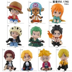 10PCS One Piece Figures Set Luffy Law Sabo Zoro Sanji Nami Chopper Marco Ace Rog