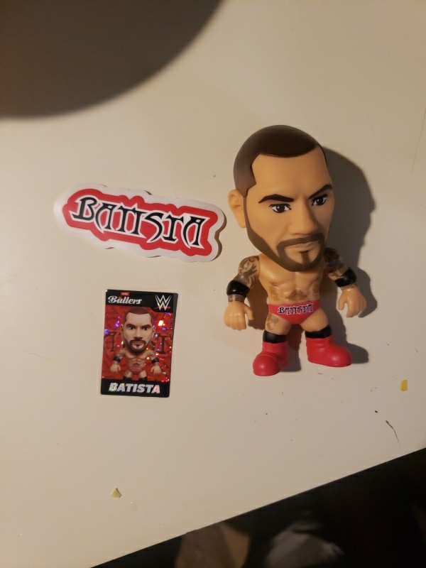 WWE Ballers Batista Action Figure Mini Figure w/ Sticker & Trading Card