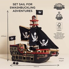 Barbarossa Pirate Ship Set Premium Wooden Toys for Ages 3 years & Up