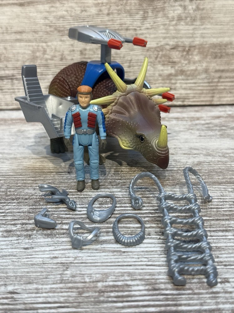 Dino Riders Styracosaurus Action Figure Vintage Tyco 1988 (100% Complete) W/Fig.