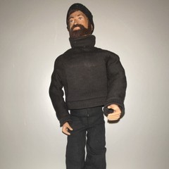 Hasbro Action Figure with Black Jacket Pants Hat Shoes Fully Jointed