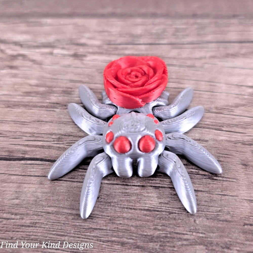 3D printed Rose Spider Articulated Flexi Fidget Gift 2″ long Holiday Gift