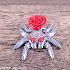 3D printed Rose Spider Articulated Flexi Fidget Gift 2″ long Holiday Gift