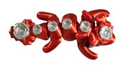 3D Printed – 2″ Mini Rose Dragon – Red / Silver – #3034-4243