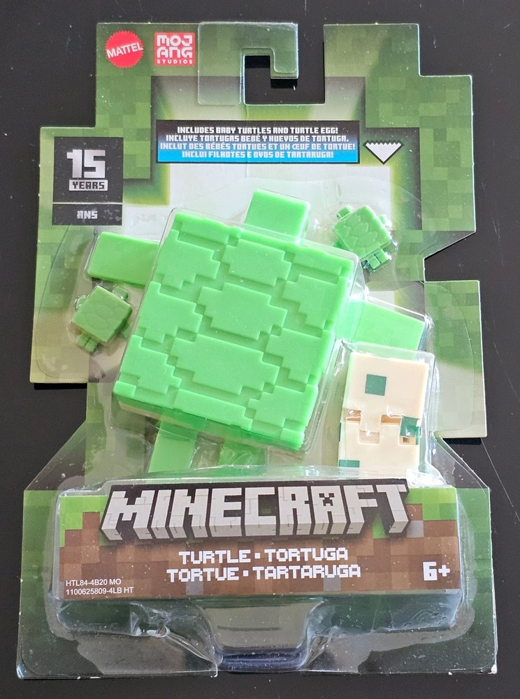 Minecraft 15th Anniversary Turtle and Baby Turtles and Egg 4″ Figure NEW 2023