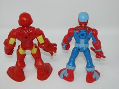 2012 Playskool Heroes 5″ Iron Man & Spiderman Leg Squeeze Action Figure Marvel