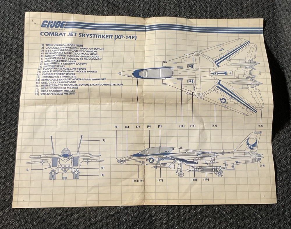 Combat Jet Skystriker XP-14F Instructions 1983 G.I. JOE Vintage Blueprints