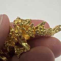 Chinese Gold Tone Articulated Dragon Figurine 3D Zodiac Tabletop Feng Shui Decor
