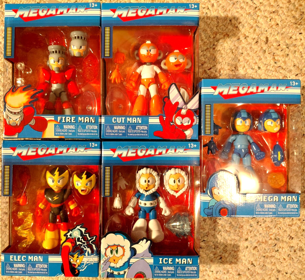 Jada Toys Mega Man Wave 1+2 Lot of 5 Cut Man Elect Man Ice Man Fire Man