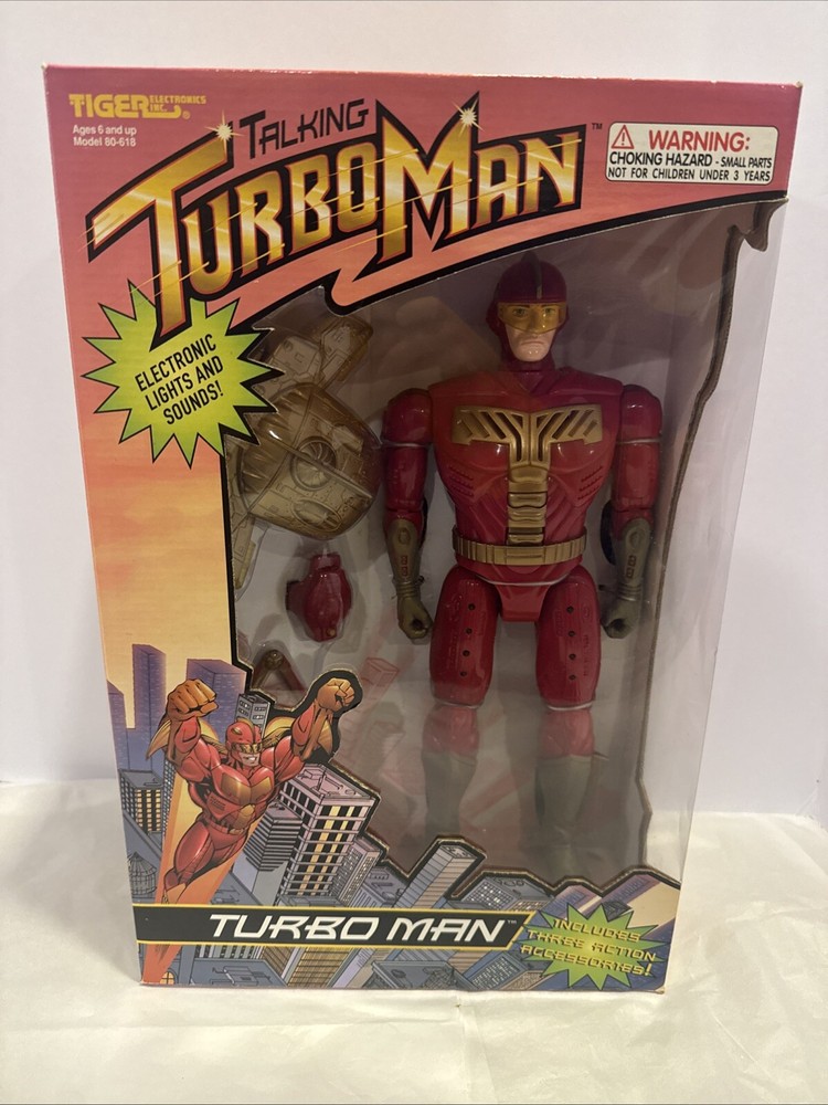 1996 Talking Turbo Man 13.5” Tiger Electronics Deluxe Edition Fully Poseable NEW