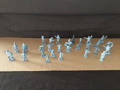 Unpainted Lot Of 28 Lead Figures-Knights-Indians-Tee Pee-Calvary-WWI Solders