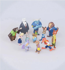 12 pcs set Zootopia Animals Action Figure 4-8 cm Kids Toys Gift Collection Cake
