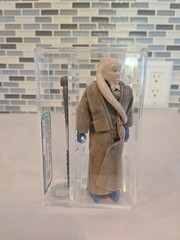 VINTAGE STAR WARS AFA 85 NM+ BIB FORTUNA BEIGE LINING LIGHT STAFF HK