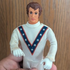 VTG 1972 Ideal Evel Knievel Stunt Cycle Doll Figure W/ Helmet & Suit 7″ Collect