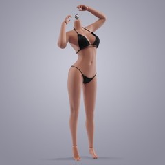 USA 1:6 Female Suntan Skin Large Bust Breast 12in Flexible Seamless Figure Body