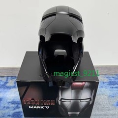Full Black Iron Man 1:1 MK5 Jarvis Deformable Voice Control Wearable Helmet Mask