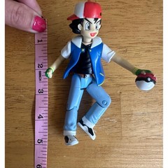 VTG Y2K 2000 Nintendo Pokemon Ash Ketchum Action Figure Blue Red 5 Inch Toy