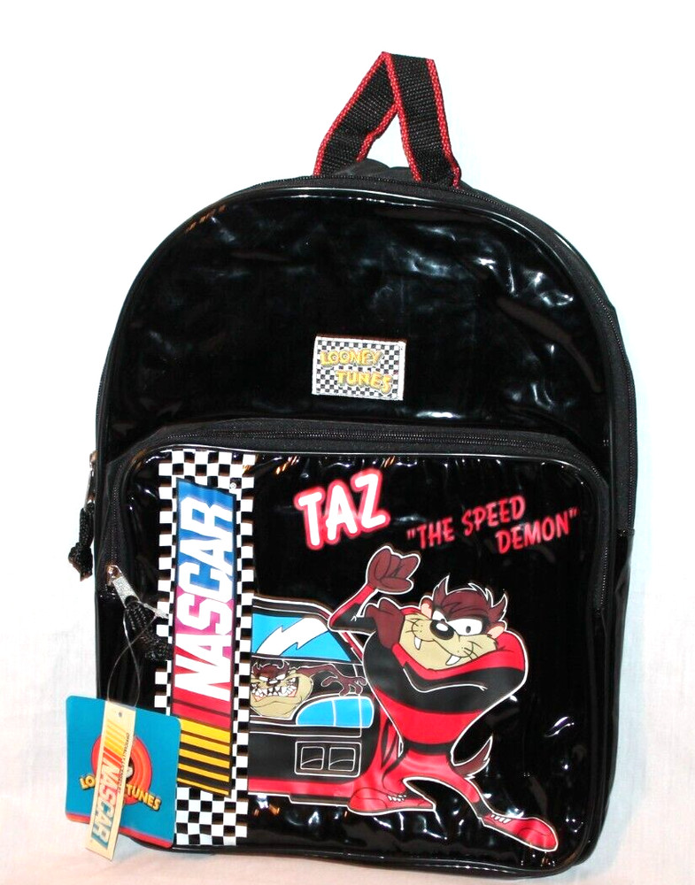 NEW WITH TAGS LOONEY TUNES RED NASCAR KIDS TAZ BACKPACK 15″ X 11″X 3″