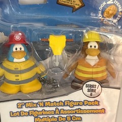 NEW Disney Club Penguin Construction Worker Firefighter Mix N Match Figure Pack