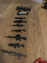 Toy Figure Weapons, Assault Riles, Pistol, Machine Guns.