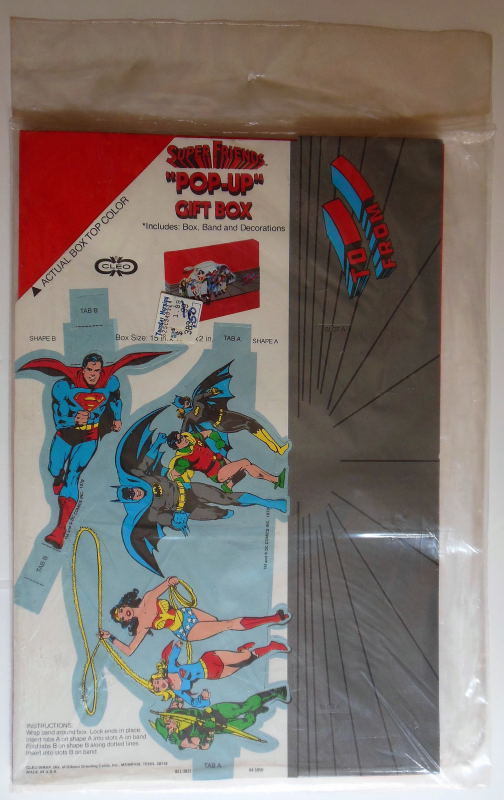 SUPER FRIENDS 15″ x 2″ x 10″ POP UP GIFT BOX MIP Cleo 1979 RARE X-Mas / Gift Box