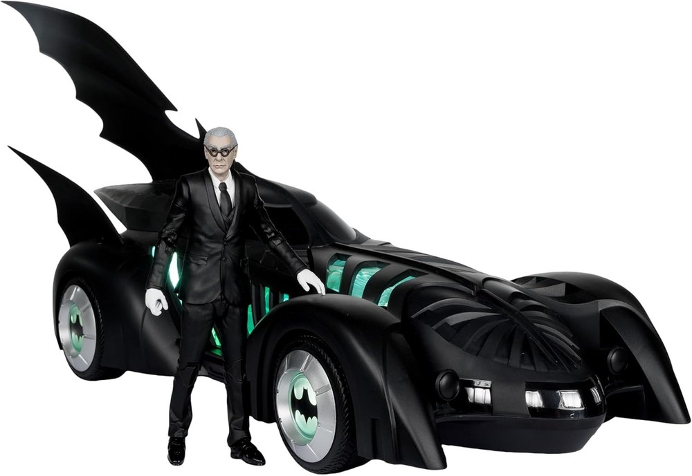 DC Multiverse Batman Forever Batmobile Vehicle and Alfred Pennyworth 7-in Scale