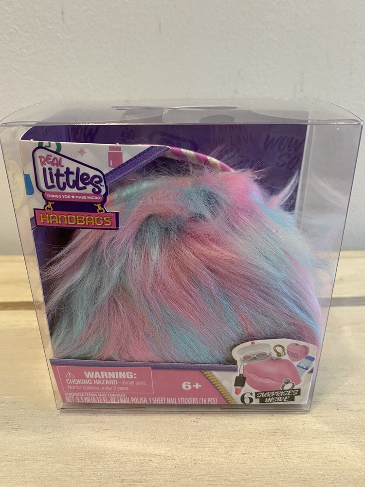 REAL LITTLES MINI HANDBAG FUZZY PINK & BLUE ~ 6 SURPRISES NEW IN BOX