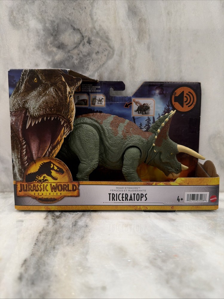Jurassic World Dominion Triceratops Press Down & Roar Sound! Mattel NEW